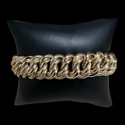 BRACELET MAILLE AMÉRICAINE LISSE & PIQUÉ -16MM- OR 18k
