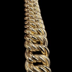 BRACELET MAILLE AMÉRICAINE LISSE & PIQUÉ -16MM- OR 18k