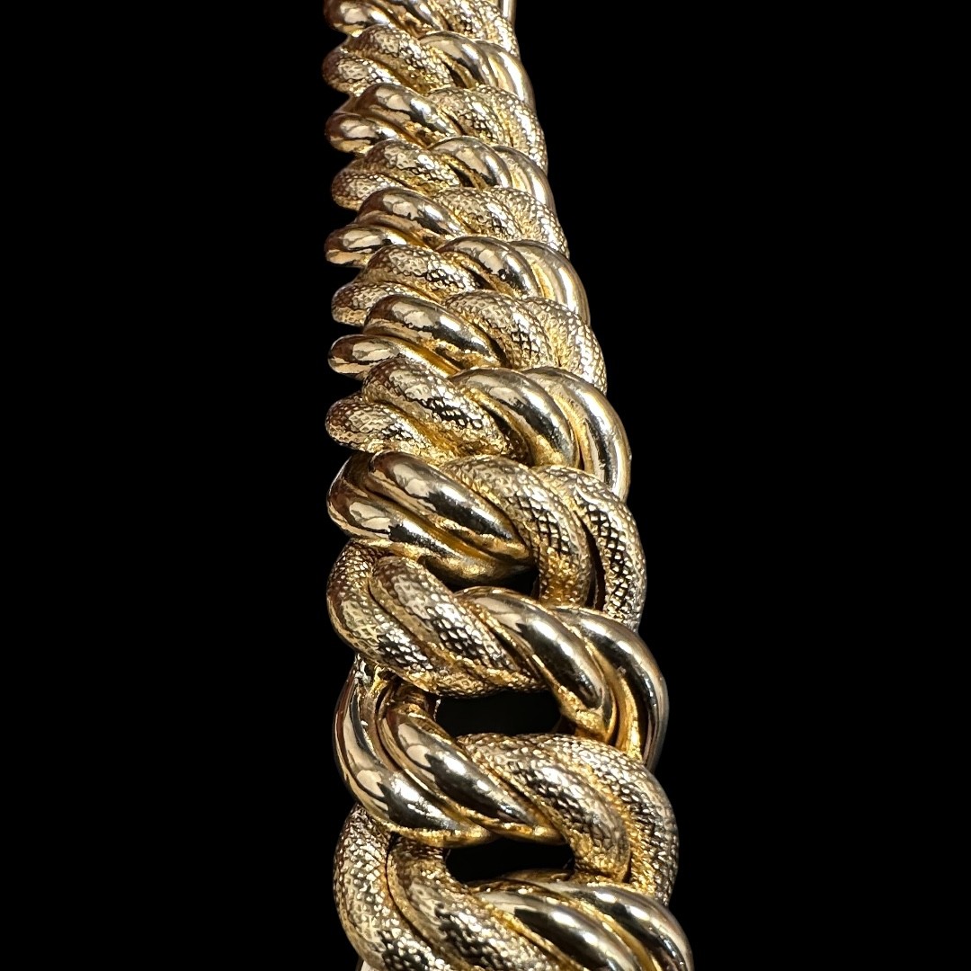 BRACELET MAILLE AMÉRICAINE LISSE & PIQUÉ -16MM- OR 18k