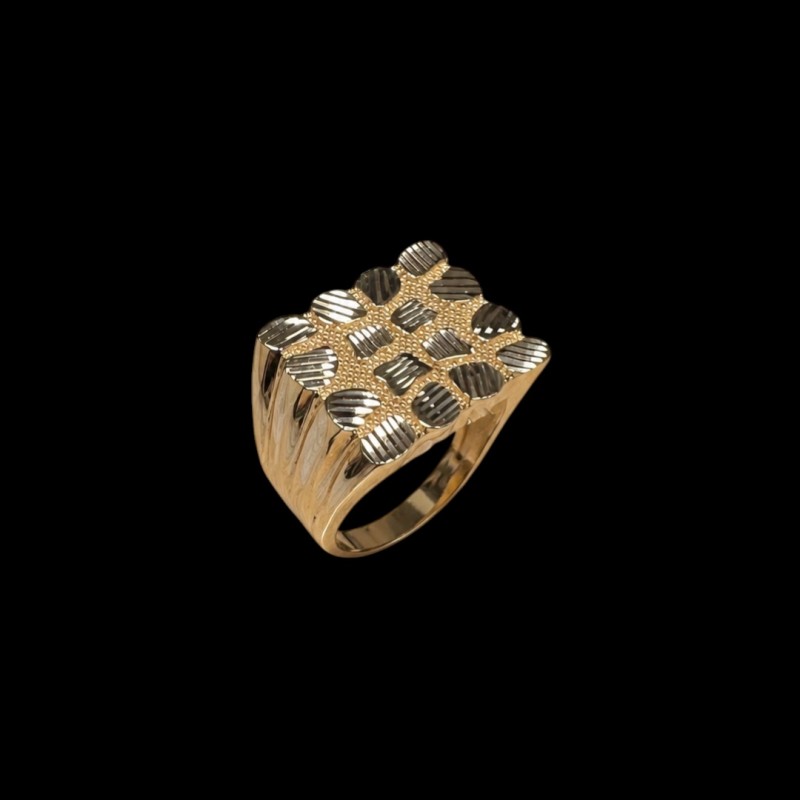 CHEVALIÈRE RECTANGLE NUGGET OR 18K