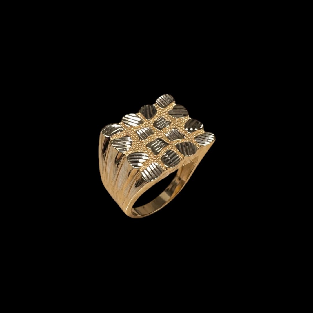 CHEVALIÈRE RECTANGLE NUGGET OR 18K