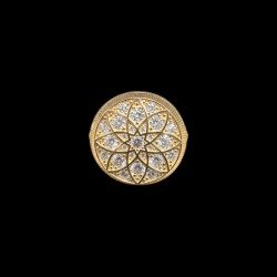 CHEVALIERE RONDE MOTIF AVEC PIERRE OR 18K