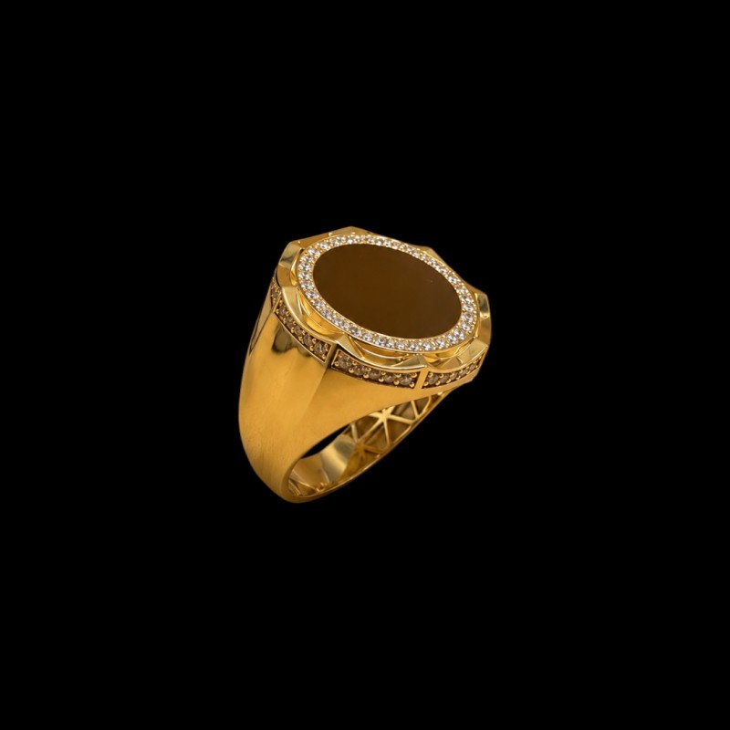 CHEVALIERE RONDE AVEC PIERRE OR 18K