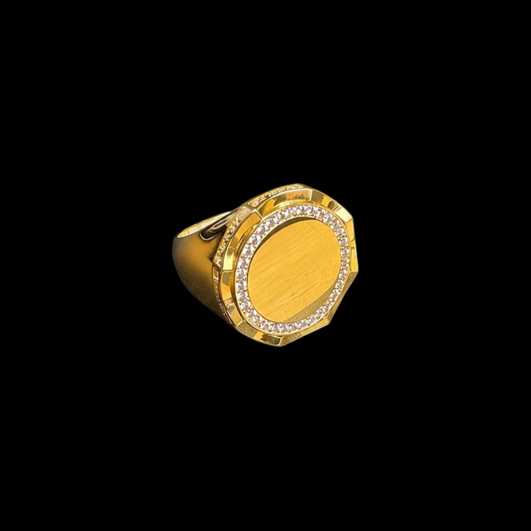 CHEVALIERE RONDE AVEC PIERRE OR 18K