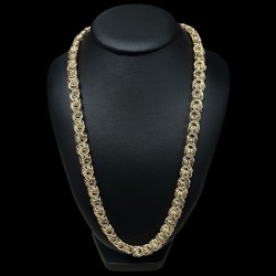COLLIER MAILLE MACARON LISSE & PIQUÉ -12MM- OR 18K