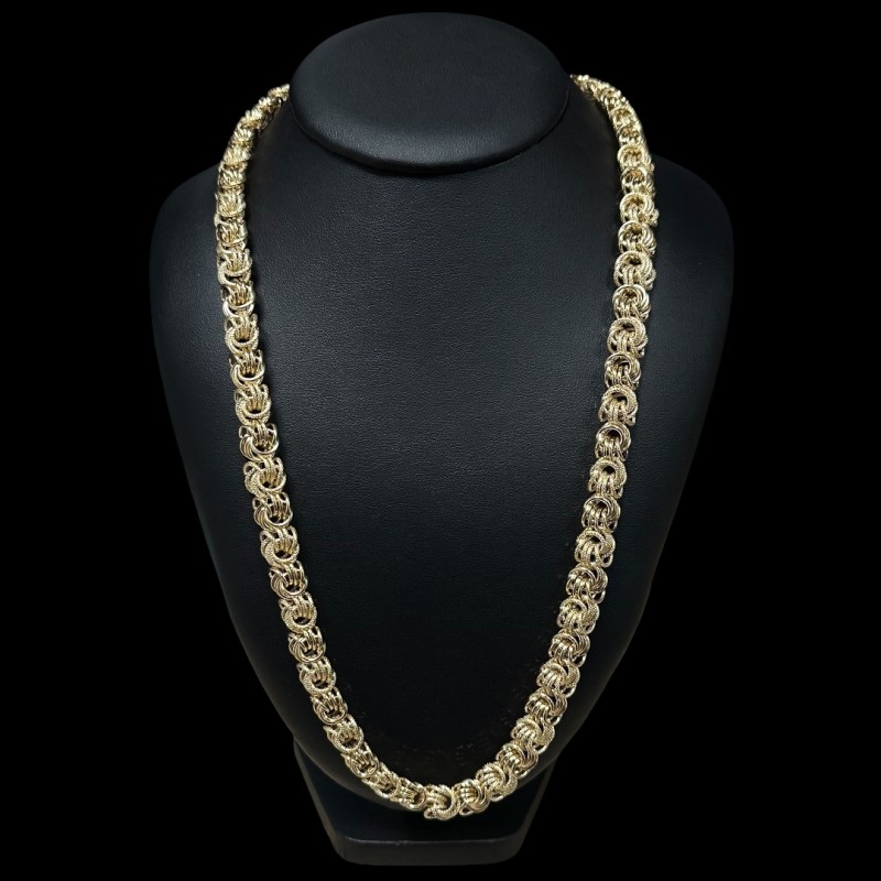COLLIER MAILLE MACARON LISSE & PIQUÉ -12MM- OR 18K