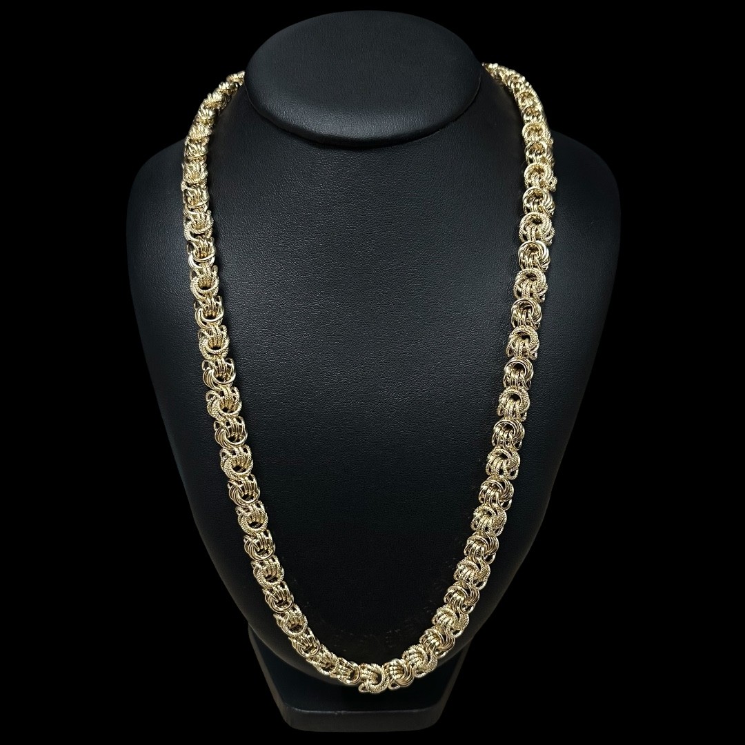 COLLIER MAILLE MACARON LISSE & PIQUÉ -12MM- OR 18K