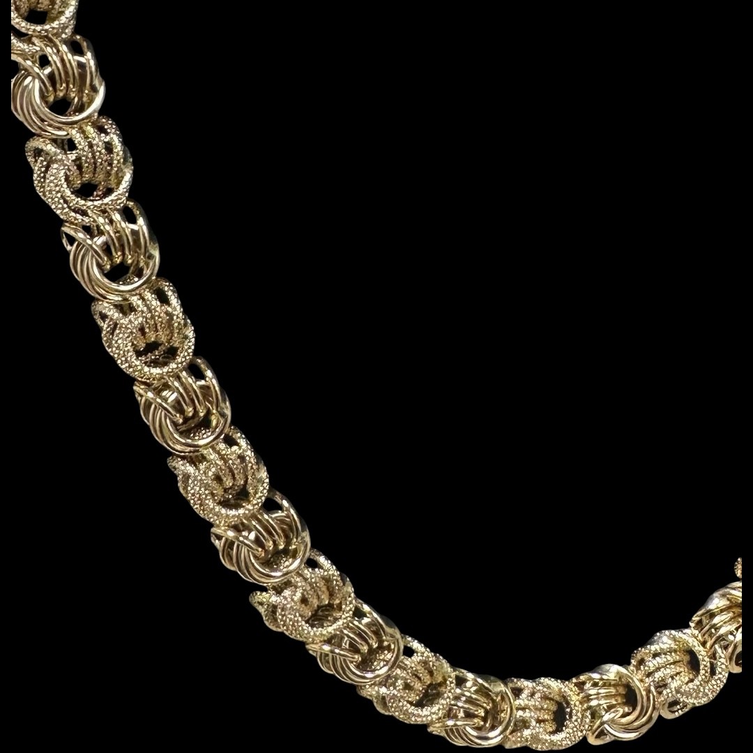 COLLIER MAILLE MACARON LISSE & PIQUÉ -12MM- OR 18K