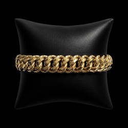 BRACELET MAILLE AMÉRICAINE LISSE -15mm- OR 18K