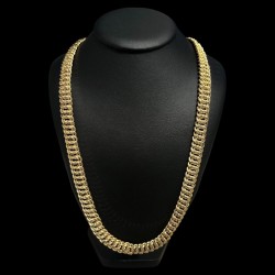 COLLIER MAILLE AMÉRICAINE LISSE & PIQUÉ - 12MM- OR 18K