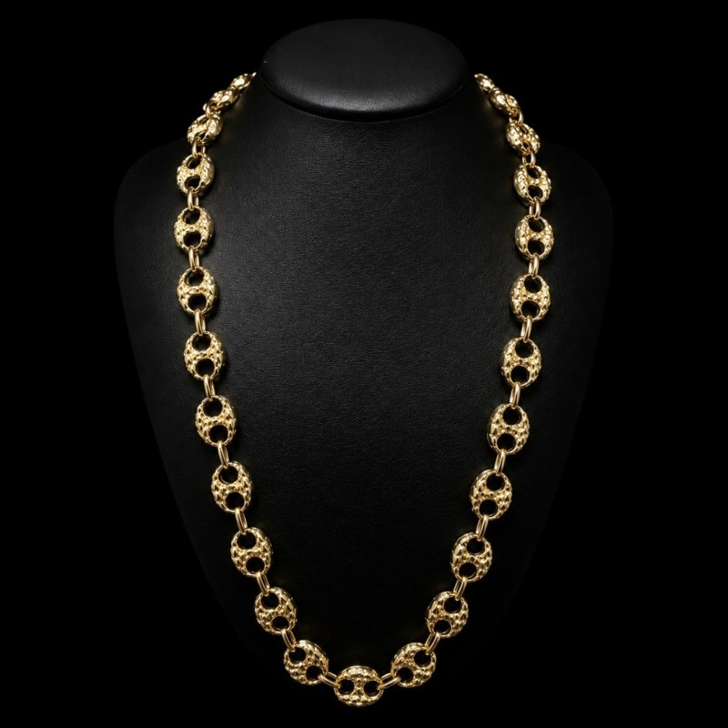 COLLIER MAILLE CAFÉ -15MM- OR 18K