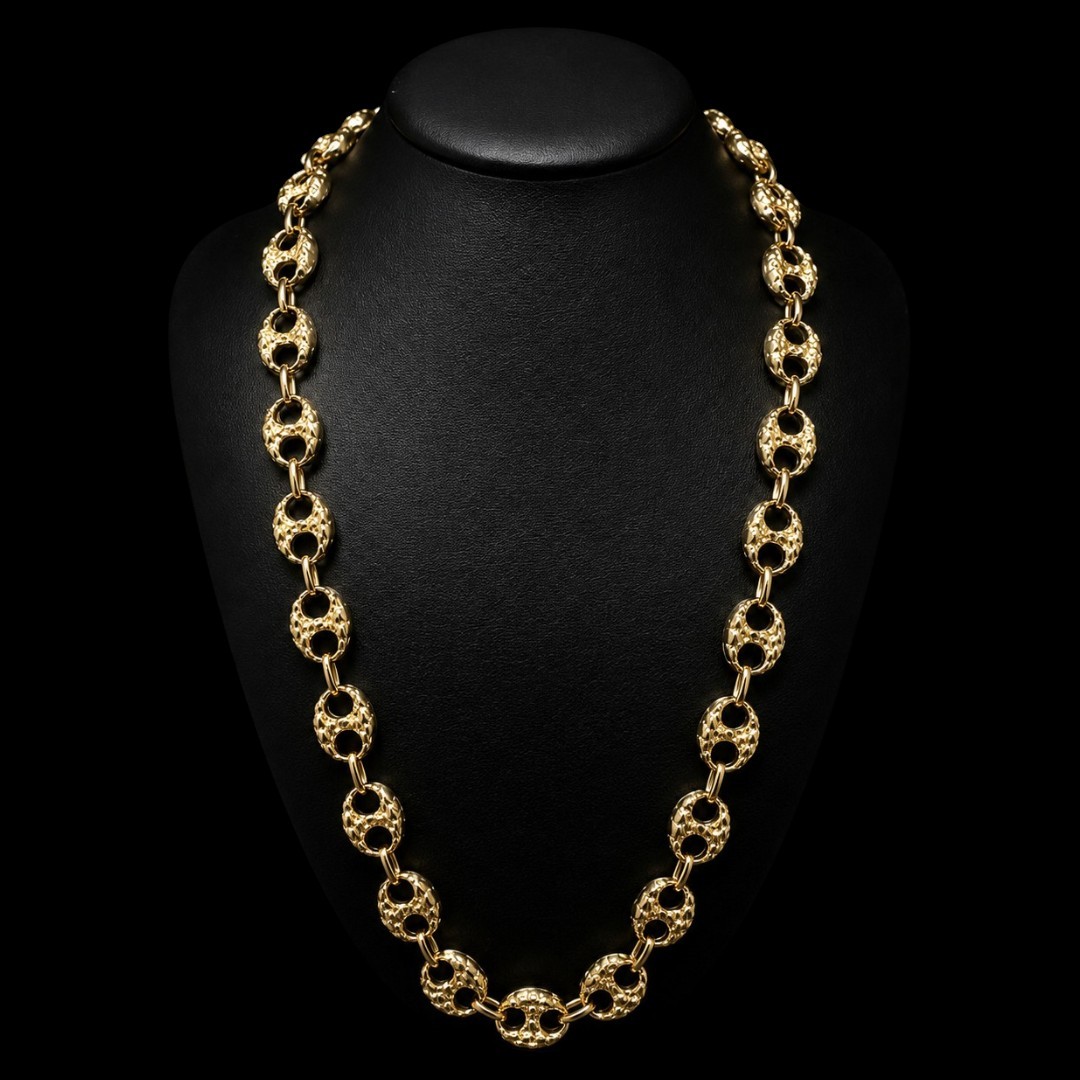 COLLIER MAILLE CAFÉ -15MM- OR 18K