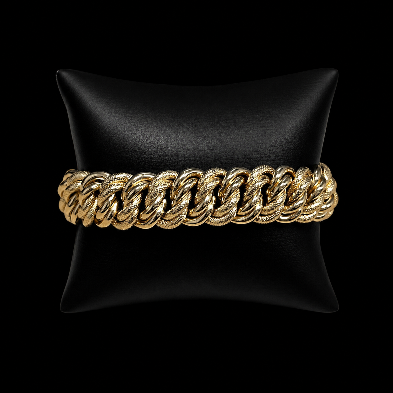 BRACELET MAILLE AMÉRICAINE LISSE & PIQUÉ - 18MM- OR 18K