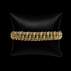 BRACELET MAILLE AMÉRICAINE LISSE & PIQUÉ - 14MM- OR 18K