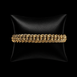 BRACELET MAILLE AMÉRICAINE LISSE & PIQUÉ - 12MM- OR 18K