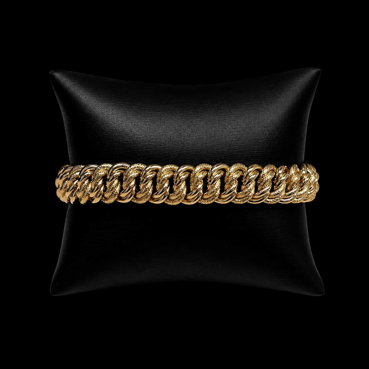 BRACELET MAILLE AMÉRICAINE LISSE & PIQUÉ - 12MM- OR 18K