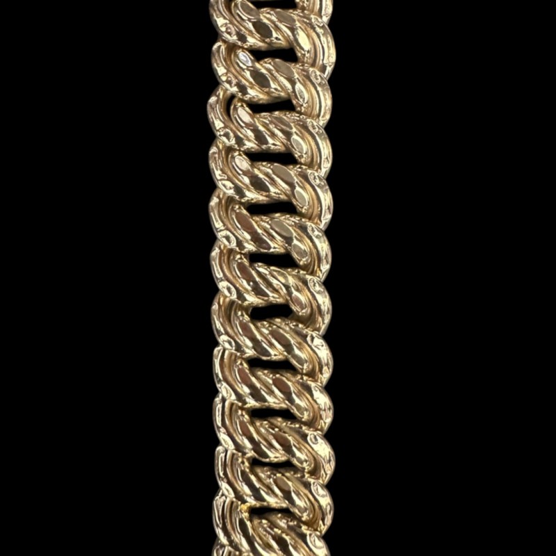 BRACELET MAILLE AMÉRICAINE LISSE -12MM- OR 18K