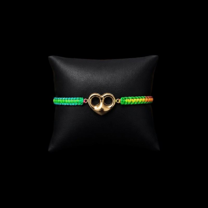BRACELET FIL MAILLE CAFÉ COEUR OR 18K