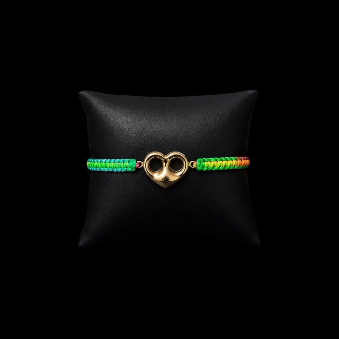 BRACELET FIL MAILLE CAFÉ COEUR OR 18K