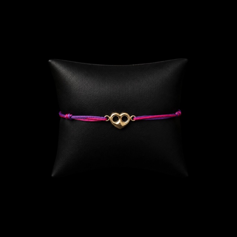 BRACELET FIL CAFÉ COEUR OR 18K